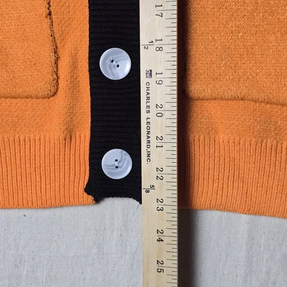 Steady Hands Ladies' Cardigan Small Orange Black Striped Collar Button-Up Rare - Picture 6 of 16
